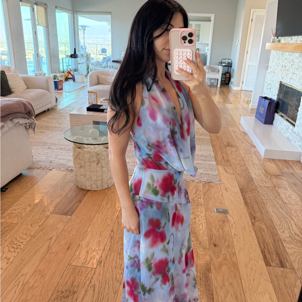 Zara printed midi halter dress